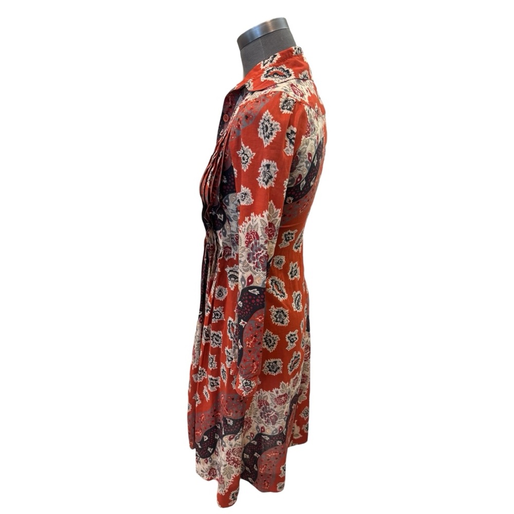 Albert Nipon Vintage Paisley Pleated 70s Midi Dress Size 2 - Picture 4 of 16
